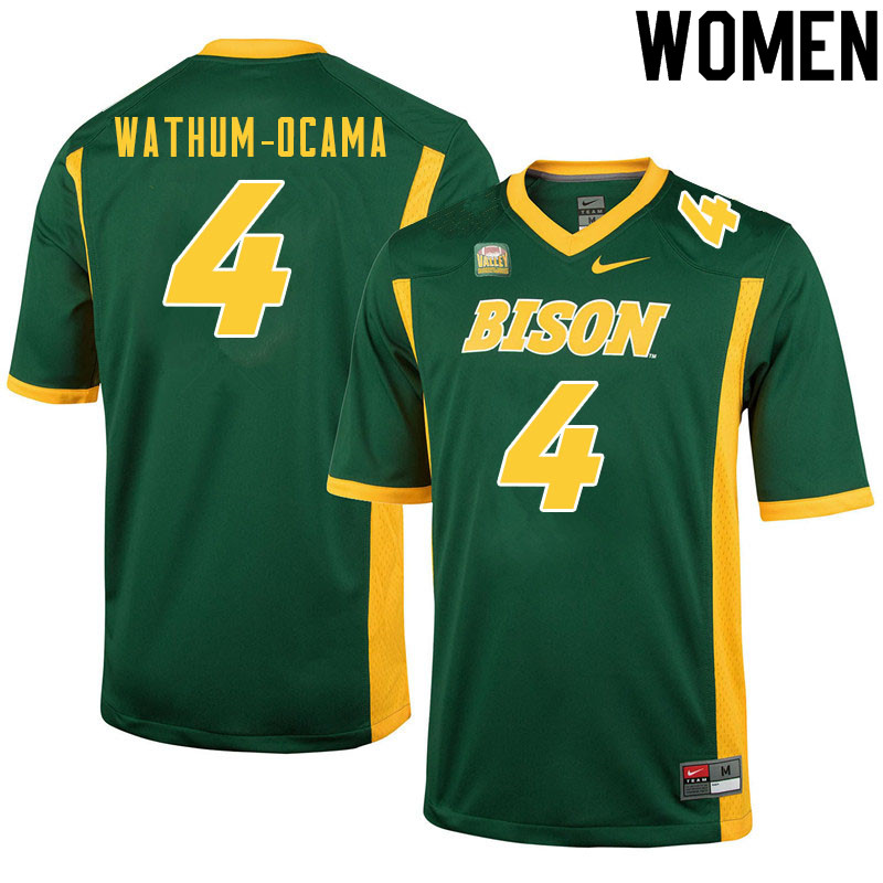Women #4 Jenaro Wathum-Ocama North Dakota State Bison College Football Jerseys Sale-Green - Click Image to Close